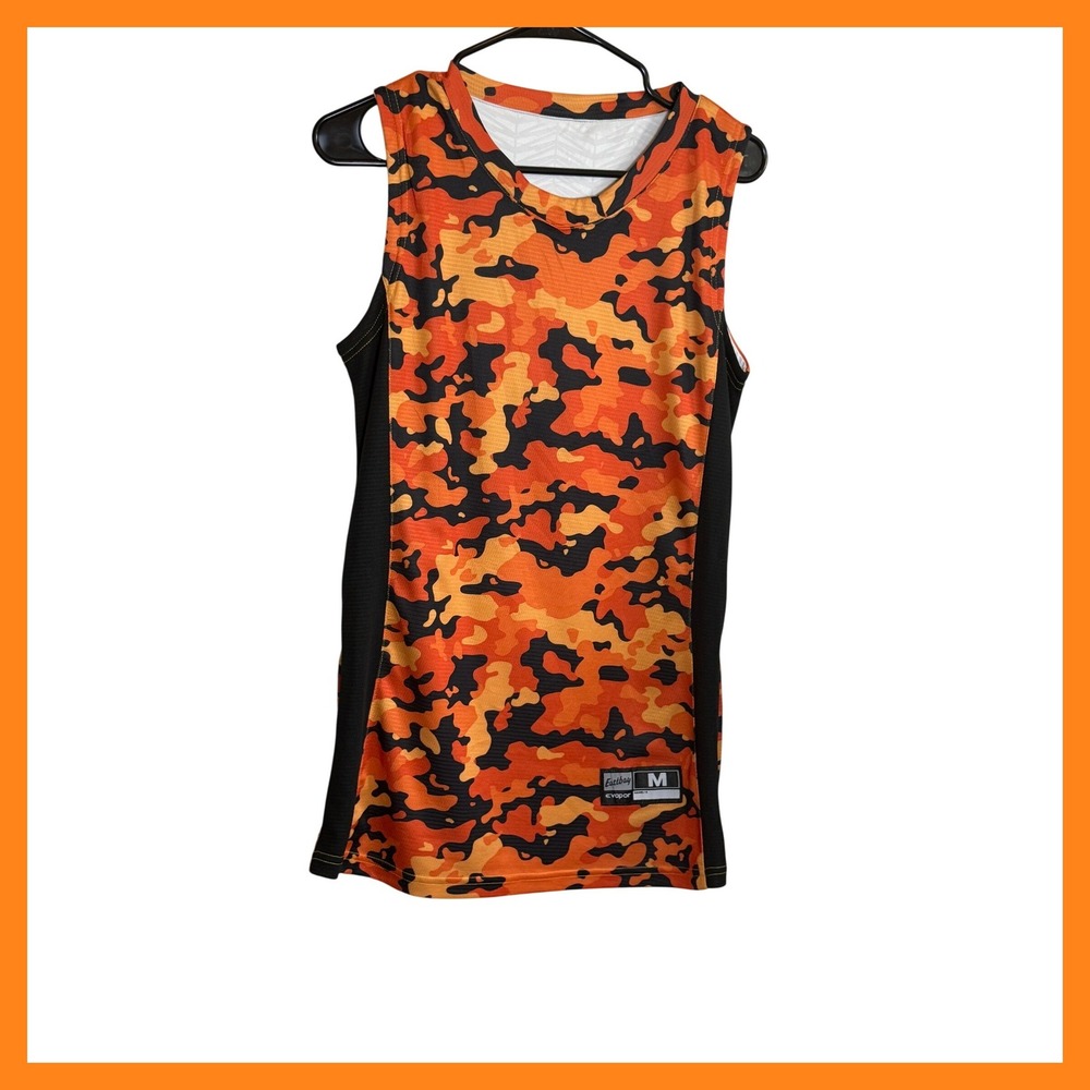 Eastbay Evapor Mens Medium Orange Camo Mesh Performance Tank Top Jersey